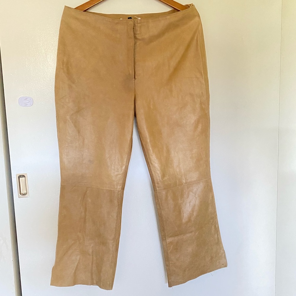 Camel Faux Leather Pants Made In France XL